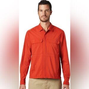 Mountain Hardwear Men’s Rust Orange Echo Lake Long Sleeve Hiking UPF Shirt  XXL‎